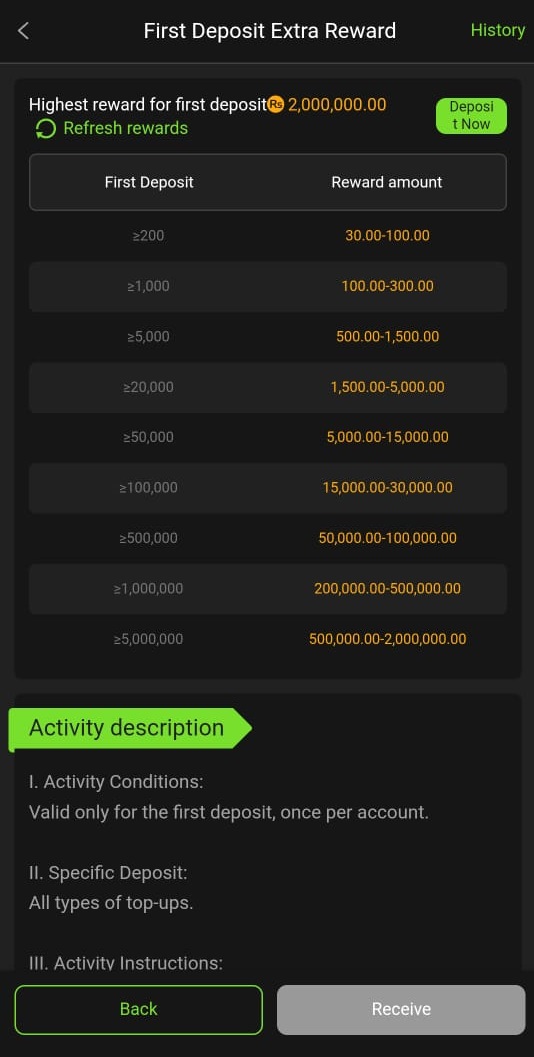 RS786 Game First Deposit Reward