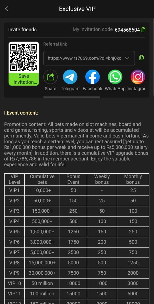 RS786 Game Exclusive VIP Offer