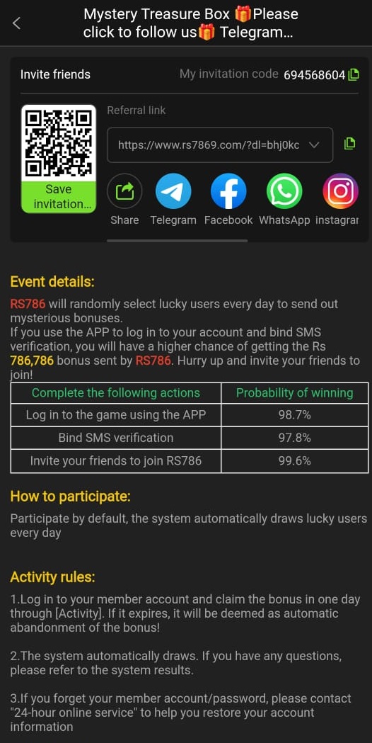 RS786 Game Mystery Treasure Box Free