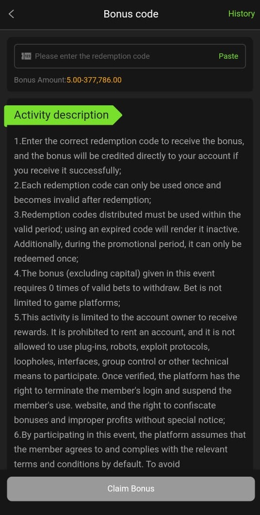 RS786 Game Redeem Code Bonus